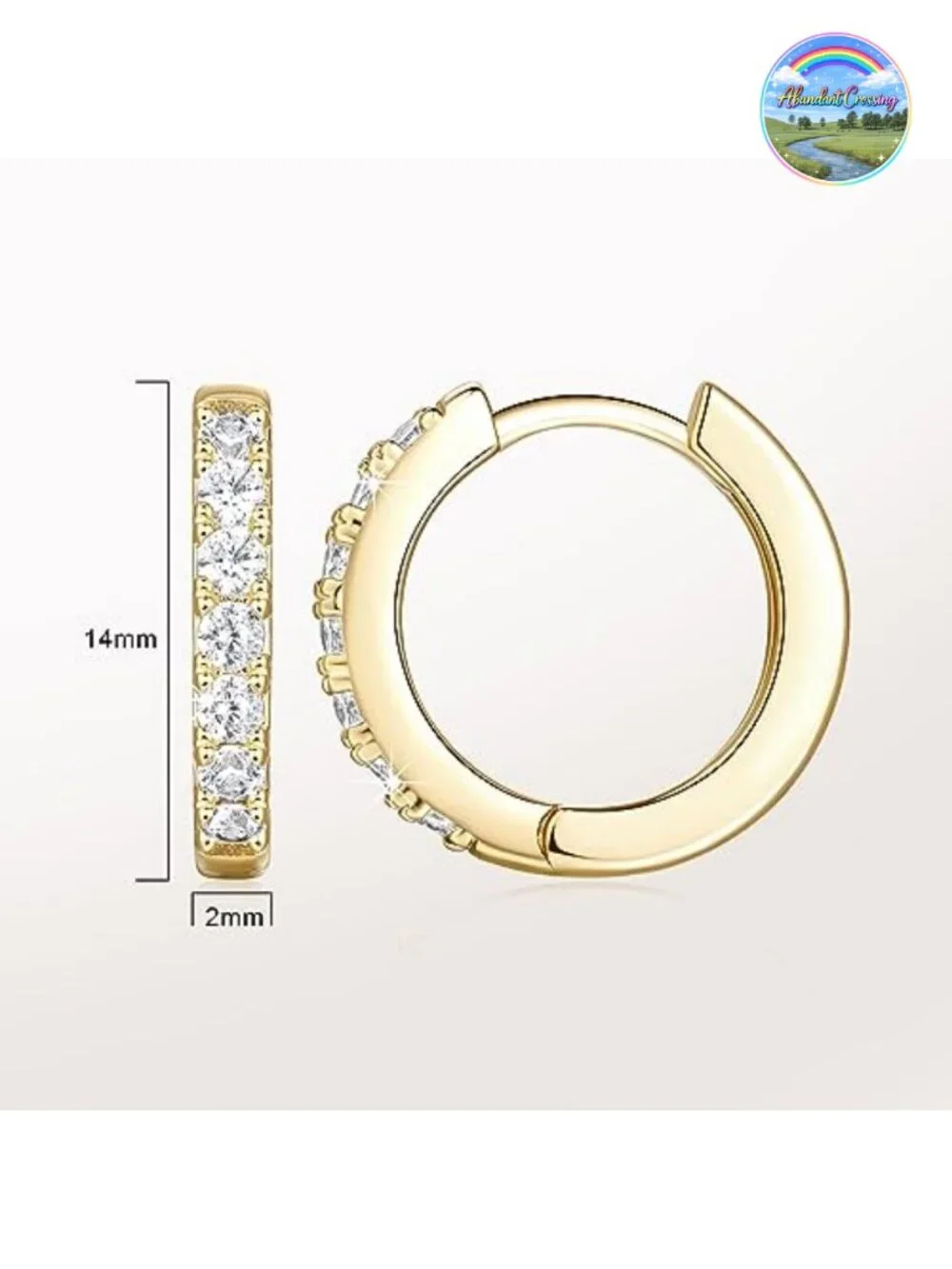 14K Gold Plated Huggie Hoop Earrings for Women Hypoallergenic CZ